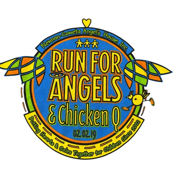 Run For Angels & Chicken Q 2/2/2019 Gray Long Sleeve Graphic Tee - Picture 5 of 12